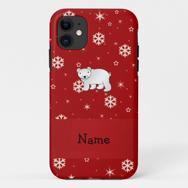Personalised name polar bear red snowflakes Case-Mate iPhone case (Back)