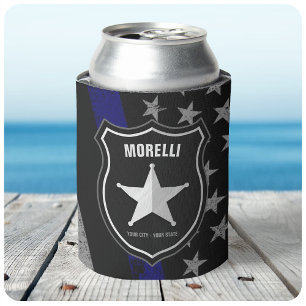 Personalised NAME Police Officer Sheriff Cop Flag Can Cooler