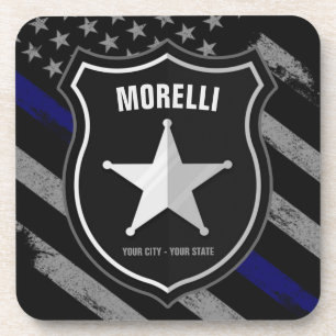 Personalised NAME Police Officer Sheriff Cop Flag Coaster