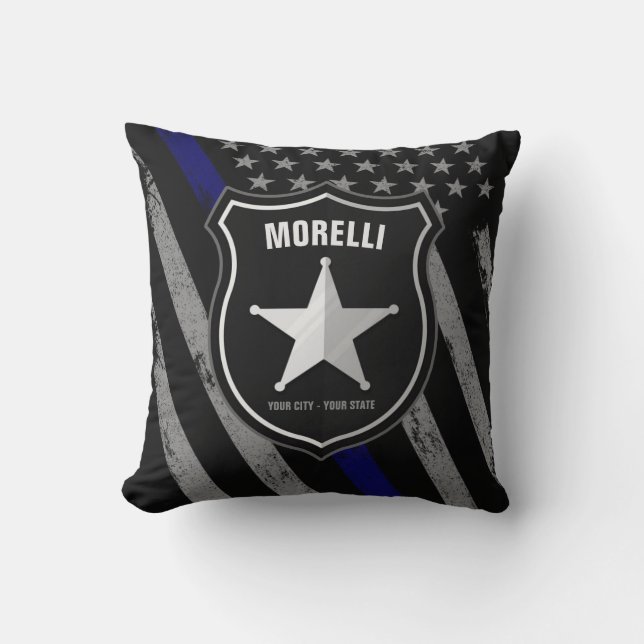 Personalised NAME Police Officer Sheriff Cop Flag Cushion (Front)