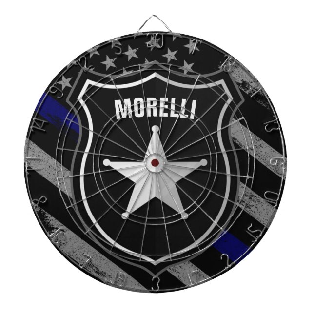 Personalised NAME Police Officer Sheriff Cop Flag Dartboard (Front)