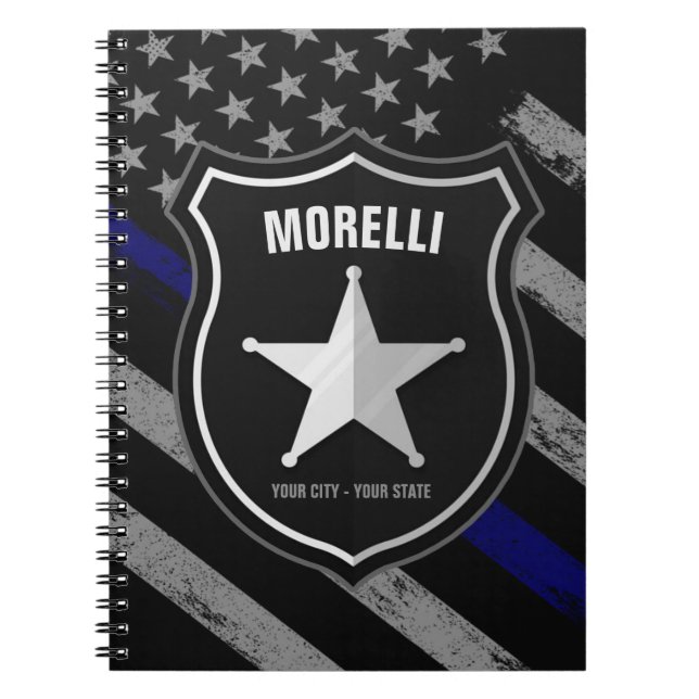 Personalised NAME Police Officer Sheriff Cop Flag Notebook (Front)