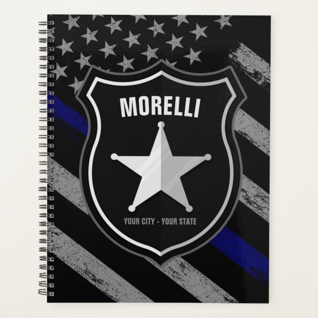 Personalised NAME Police Officer Sheriff Cop Flag Planner (Front)