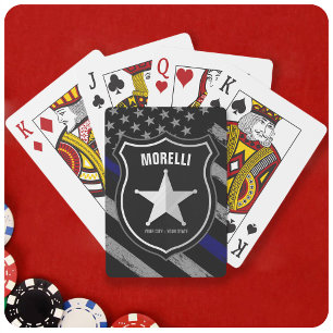 Personalised NAME Police Officer Sheriff Cop Flag Playing Cards