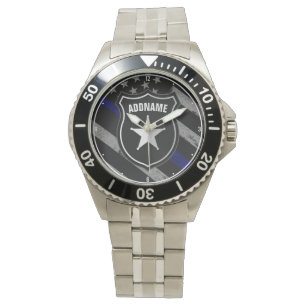 Personalised NAME Police Officer Sheriff Cop Flag Watch