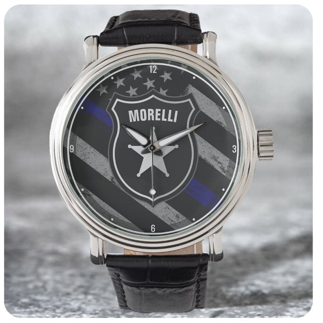Personalised NAME Police Officer Sheriff Cop Flag Watch (Creator Uploaded)