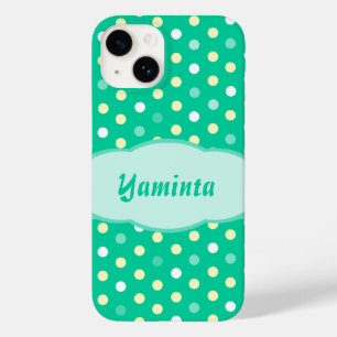 Personalised name polka dot green phone case