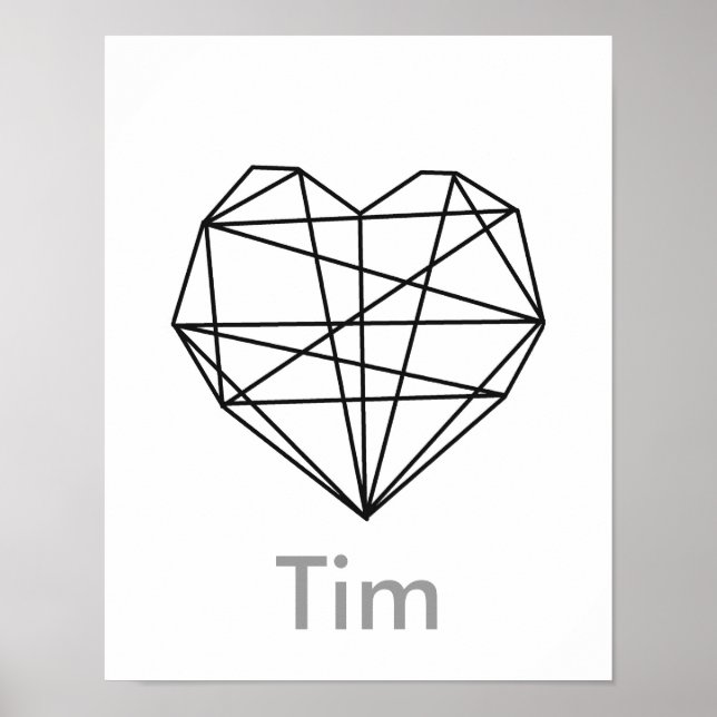 Personalised Name Poster Geometric Heart Shape (Front)