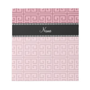 Personalised name pretty pink greek key pattern notepad