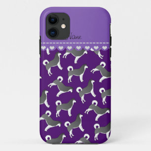 Personalised name purple alaskan malamute dogs iPhone 11 case