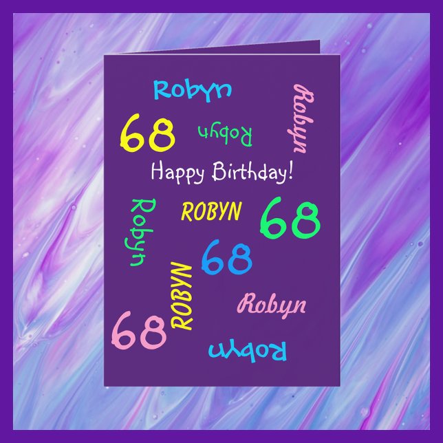 Personalised Name, Purple, Any Birthday Greeting Card (Creator Uploaded)