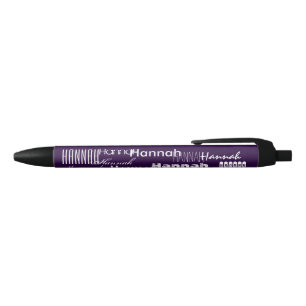 Personalised Name Purple Black Ink Pen