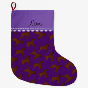 Personalised name purple border terrier dogs large christmas stocking
