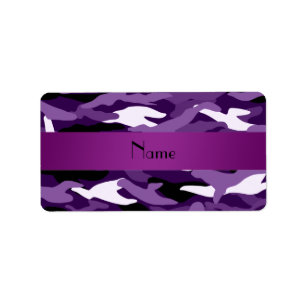 Personalised name purple camouflage label