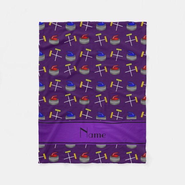 Personalised name purple curling pattern fleece blanket (Front)