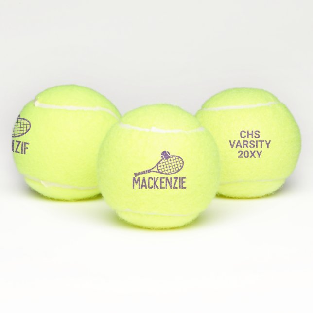 Personalised Name Purple Custom Tennis Balls (Multi)