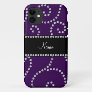 Personalised name purple diamond swirls iPhone 11 case