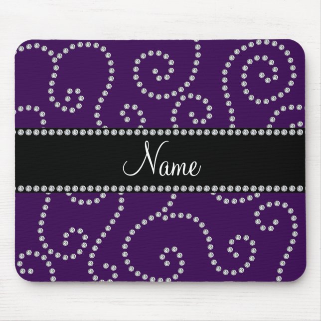 Personalised name purple diamond swirls mouse pad (Front)