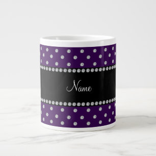 Personalised name purple diamonds large coffee mug