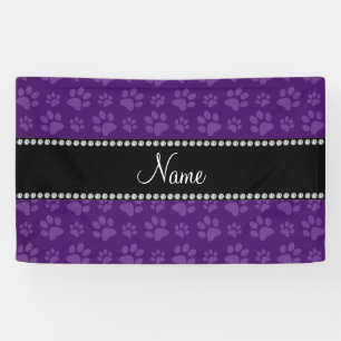 Personalised name purple dog paw prints banner
