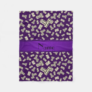 Personalised name purple dominos fleece blanket