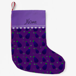 Personalised name purple eggplants small christmas stocking