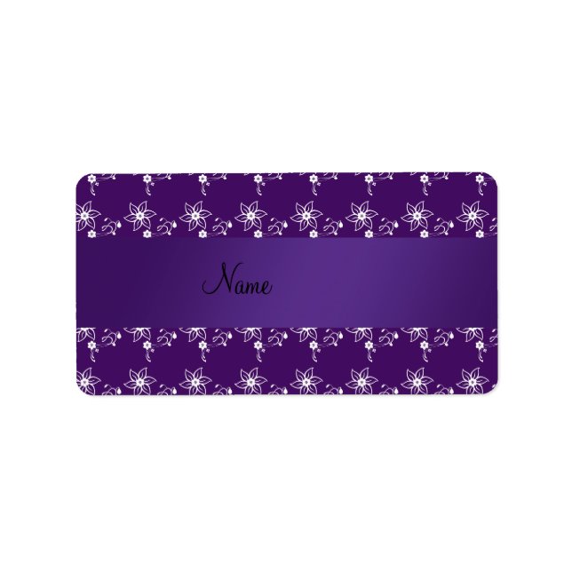 Personalised name purple flowers label (Front)