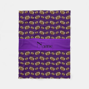 Personalised name purple footballs fleece blanket