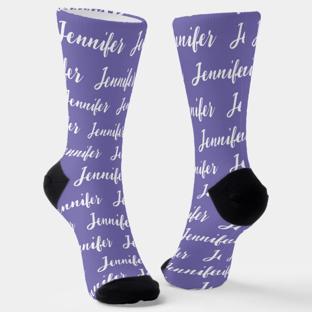 Personalised Name Purple Fun Pattern Womens Socks (Angled)