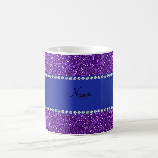 Personalised name purple glitter diamonds coffee mug (Center)