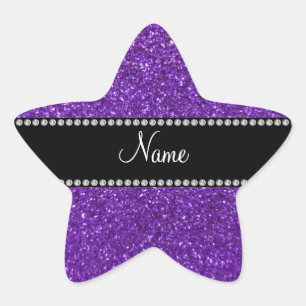Personalised name purple glitter star sticker