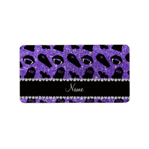 Personalised name purple glitter vampire label