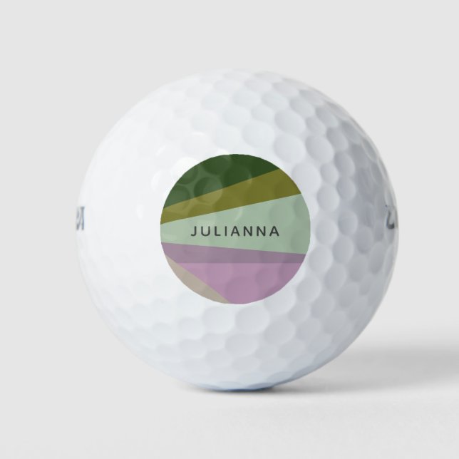 Personalised Name Purple Green Unique Golfer Gift  Golf Balls (Front)