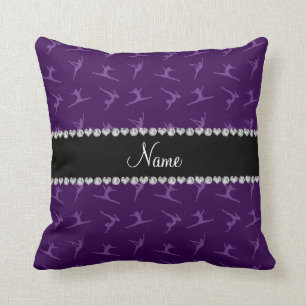 Personalised name purple gymnastics pattern cushion