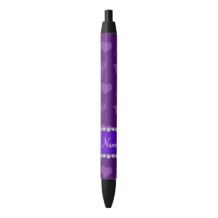 Personalised name purple gymnastics stars hearts black ink pen
