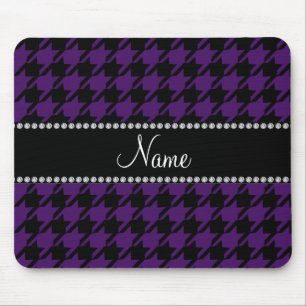 Personalised name Purple houndstooth pattern Mouse Pad