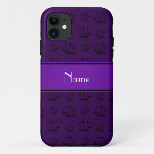 Personalised name purple justice scales iPhone 11 case
