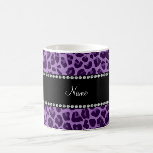 Personalised name purple leopard pattern coffee mug