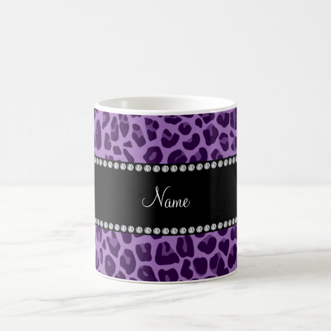 Personalised name purple leopard pattern coffee mug (Center)