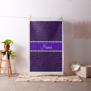 Personalised name purple leopard pattern fabric