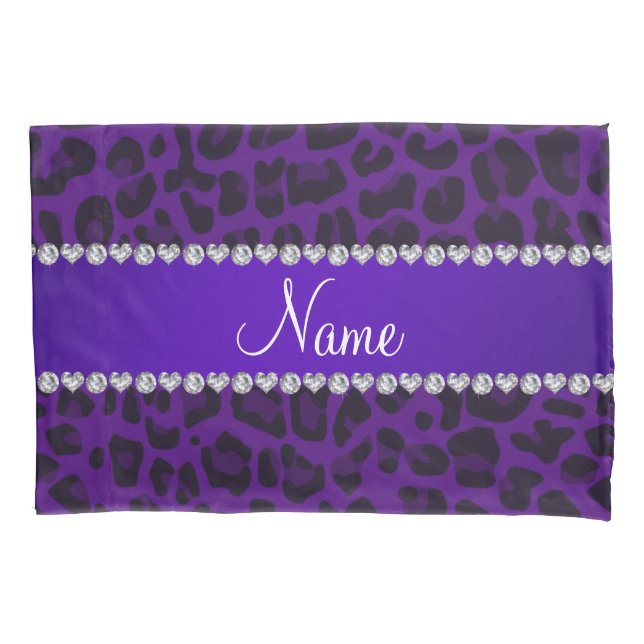 Personalised name purple leopard pattern pillowcase (Front)