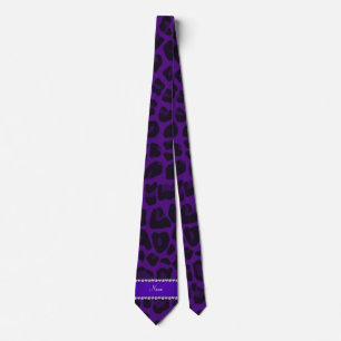 Personalised name purple leopard pattern tie