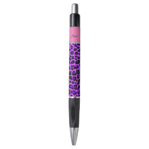 Personalised name purple leopard pink stripe