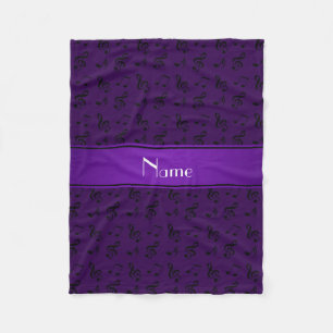 Personalised name purple music notes fleece blanket