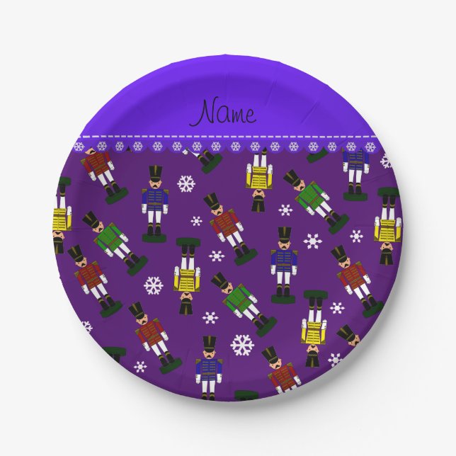Personalised name purple nutcrackers paper plate (Front)