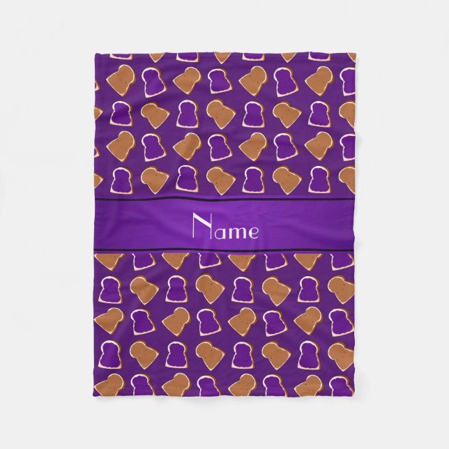 Personalised name purple peanut butter jelly fleece blanket (Front)
