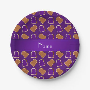 Personalised name purple peanut butter jelly paper plate