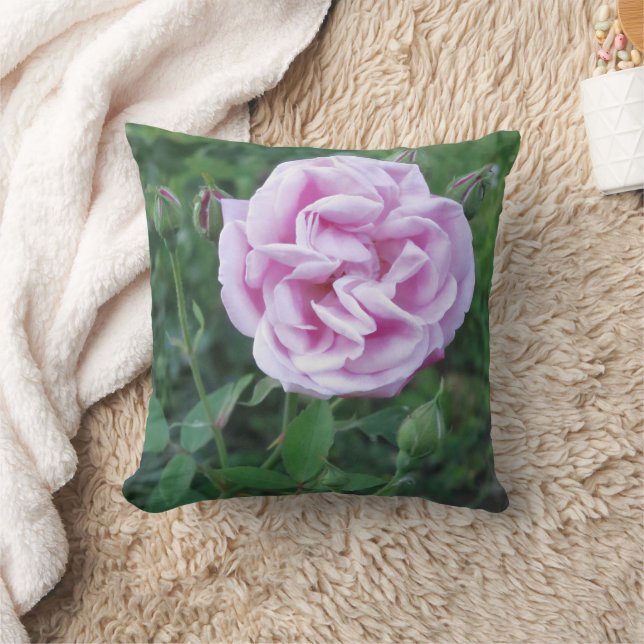 Personalised Name Purple Pink Rose Photo Cushion (Blanket)
