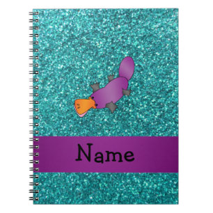 Personalised name purple platypus notebook