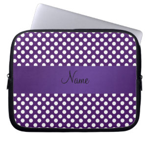 Personalised name purple polka dots laptop sleeve